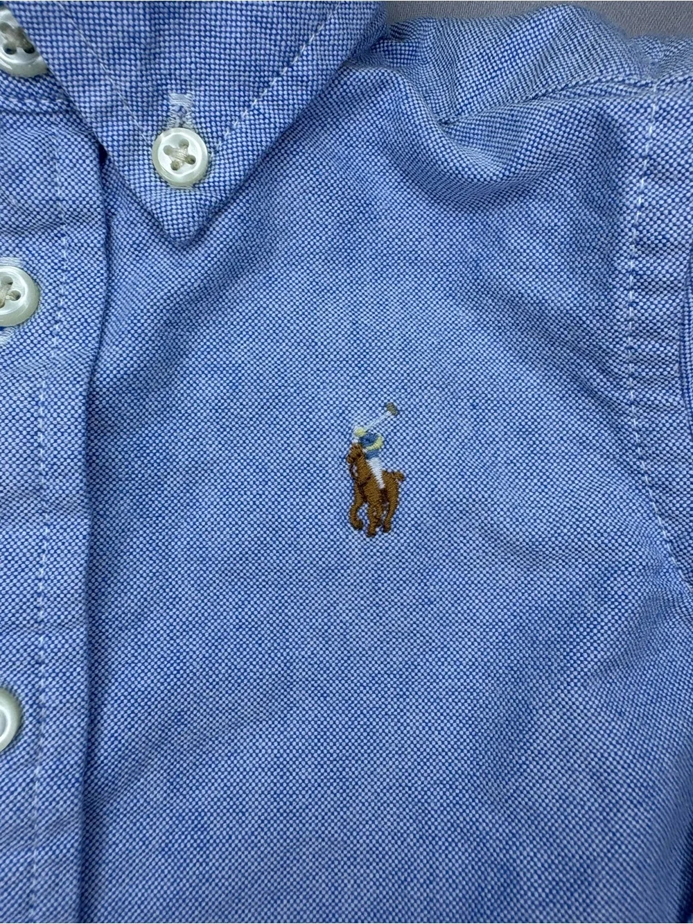 Polo Ralph Lauren Baby Boy 12M Blue Oxford Button Down Shirt Pony